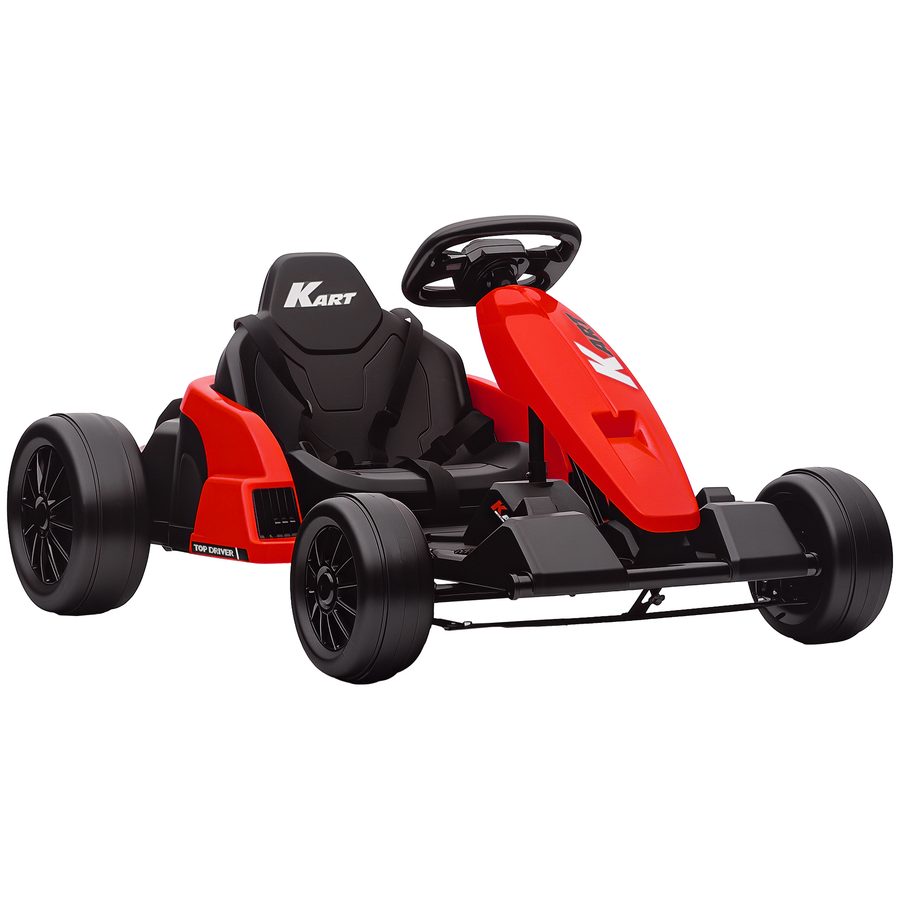 AIYAPLAY Kinder Elektro Gokart 24 V 6-18km/h Drift Kart mit 2 Motorn, Driftmodus, Verstellbarer Sitz, Go Kart mit MP3 Musik, USB-Anschluss, Hupe, Sanft Start Kinderfahrzeug für 6-12 Jahre Rot   Aosom von AIYAPLAY