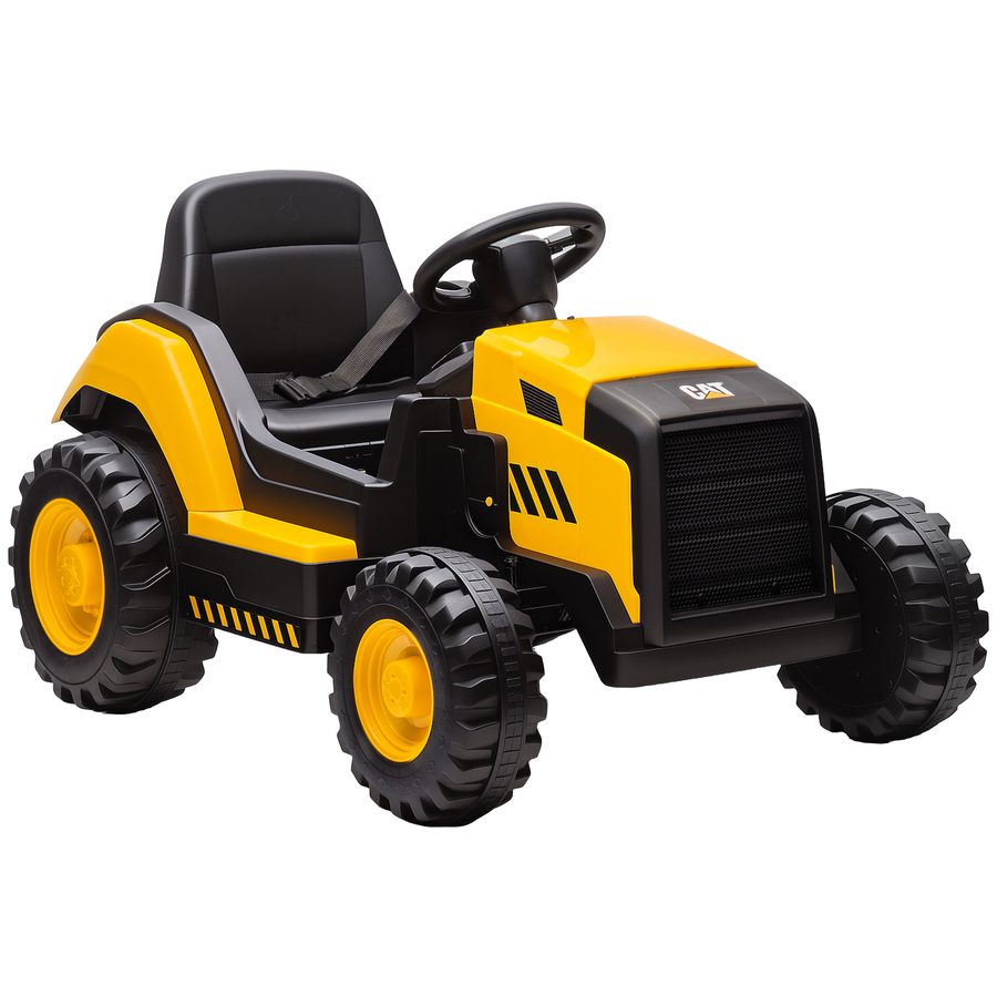 AIYAPLAY Elektrischer Traktor Offiziell CAT-lizenziert 12 V Aufsitztraktor mit 2,4G Fernbedienung 2 Motor Musik Hinterradfederung langsamem Start und Stopp Bluetooth Elektrotraktor für 3-6 Jahre Gelb   Aosom von AIYAPLAY