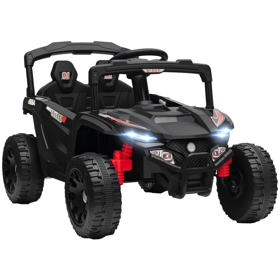 AIYAPLAY Kinder-Elektroauto 12V, UTV-Batteriefahrzeug mit 2 Motoren, Fernbedienung 2,4G, 3-5 km/h, Hinterradfederung, Scheinwerfer, Musik, für Kinder 3-5 Jahre, Schwarz   Aosom von AIYAPLAY