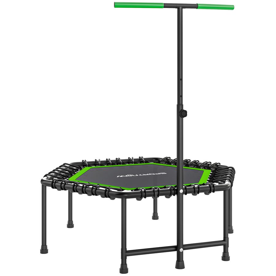 SPORTNOW Fitness-Trampolin 114x114x132 cm, Fitness-Trampolin mit 3-stufig verstellbarem Griff, Stahlrahmen für Bein- und Ganzkörpertraining zu Hause, Büro, Fitnessstudio, Grün und Schwarz   Aosom von SPORTNOW