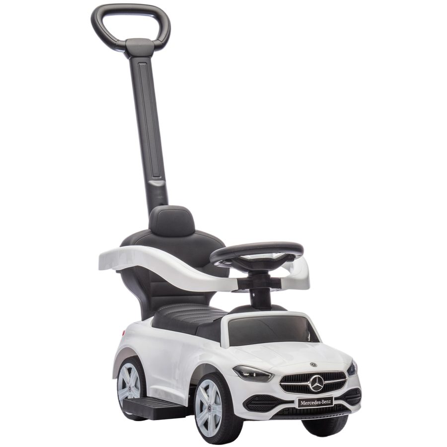 AIYAPLAY Laufwagen für Kinder 1-3 Jahre, in Buggy umwandelbar mit Schiebegriff, 360° Schutzbügel und Lenkrad, Laufauto aus PP und Stahl, 91x40x83 cm, Weiß   Aosom von AIYAPLAY