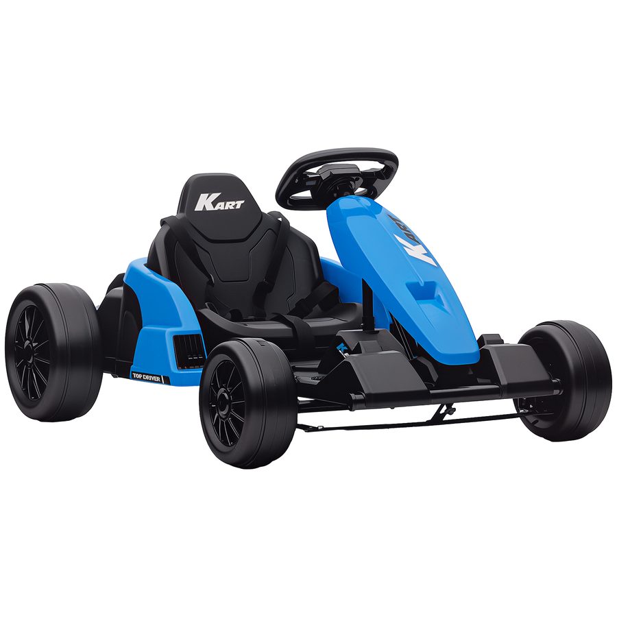 AIYAPLAY Kinder Elektro Gokart 24 V 6-18km/h Drift Kart mit 2 Motorn, Driftmodus, Verstellbarer Sitz, Go Kart mit MP3 Musik, USB-Anschluss, Hupe, Sanft Start Kinderfahrzeug für 6-12 Jahre Blau   Aosom von AIYAPLAY