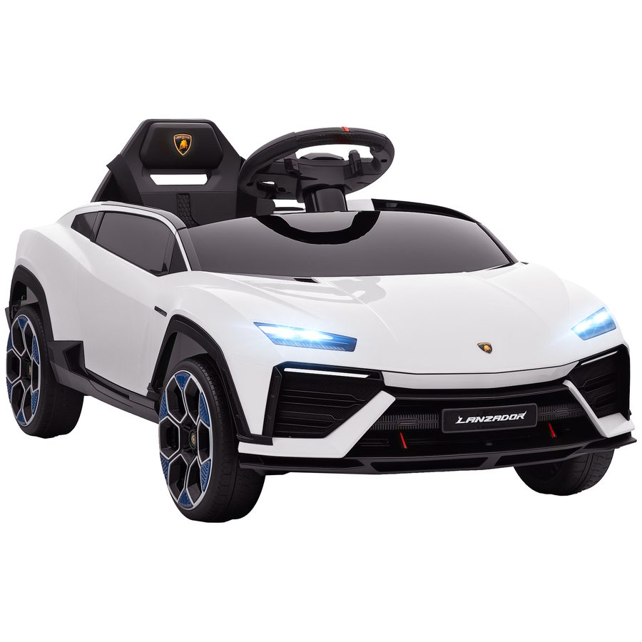 AIYAPLAY Kinder-Elektroauto Lamborghini 12V mit 2,4G-Fernbedienung und 2 Motoren, max. 4 km/h, Flügeltüren, Elektrofahrzeug mit LED-Scheinwerfern, MP3 und Hupe, weiß   Aosom von AIYAPLAY