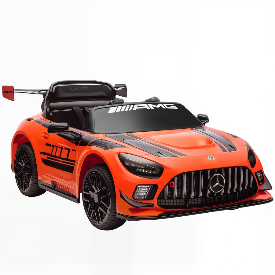 AIYAPLAY Elektroauto für Kinder Mercedes-AMG GT3, 12V Kinder-Elektroauto 3-8 Jahre mit 2 Motoren, Fernbedienung, LED-Lichter, kabellose Musik, Tragegriff und Transportrollen, Orange   Aosom von AIYAPLAY