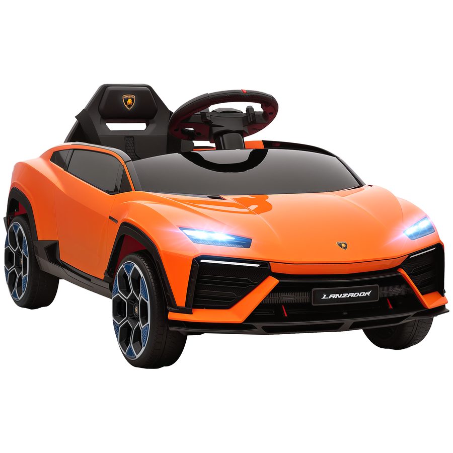 AIYAPLAY Kinder‑Elektroauto 3–8 Jahre – Lamborghini‑Lizenz, 12V, 2 Motoren, Federung, Fernbedienung, MP3, Orange   Aosom von AIYAPLAY