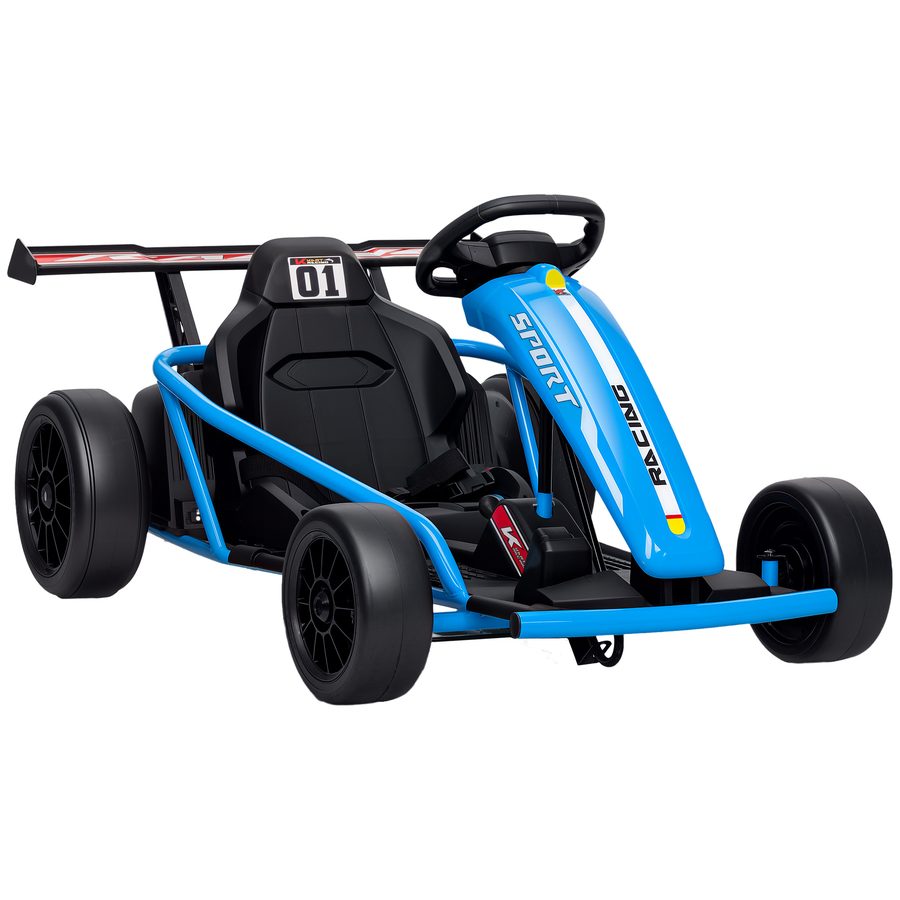 AIYAPLAY Kinder Elektro Gokart 24V 6-13km/h Drift Kart mit 2 Motorn, Verstellbarer Sitz, Driftmodus, Go Kart mit Sanft Start, Musik, Hupe, Kinderfahrzeug für 8-12 Jahre Blau   Aosom von AIYAPLAY