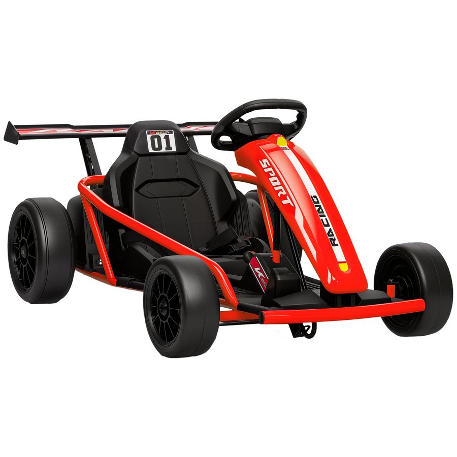 AIYAPLAY Kinder Elektro Gokart 24V 6-13km/h Drift Kart mit 2 Motorn, Verstellbarer Sitz, Driftmodus, Go Kart mit Sanft Start, Musik, Hupe, Kinderfahrzeug für 8-12 Jahre Rot   Aosom von AIYAPLAY