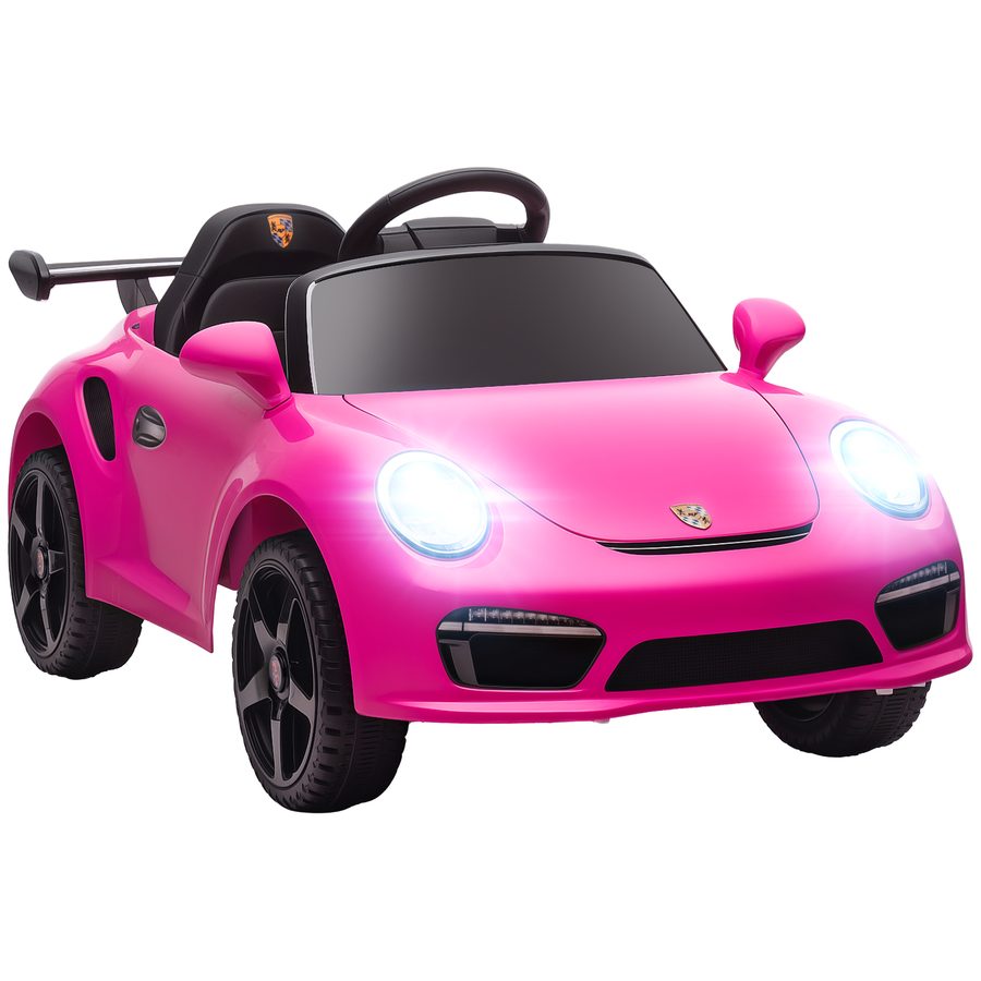 AIYAPLAY Elektrisches Kinder-Polizeiauto, 12 V Batterieauto, mit 2,4 G Fernbedienung, Doppelmotor, Sirene, Kabellose Musik, Hupe, Stützräder und LED-Scheinwerfer, Rosa   Aosom von AIYAPLAY