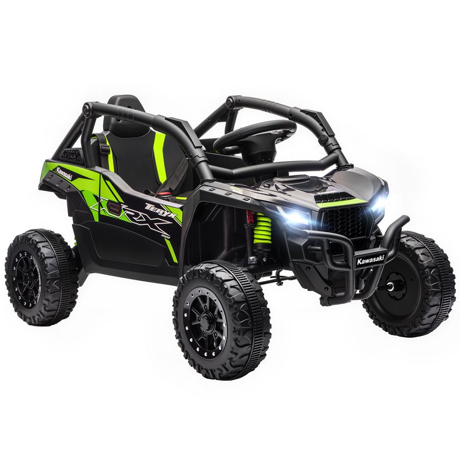AIYAPLAY Kawasaki Teryx KRX 1000 12V Kinder-UTV, 2 Motoren (2x25W), 2,4G Fernbedienung, Hinterradfederung, USB & LED, Schwarz, ab 3 Jahren   Aosom von AIYAPLAY