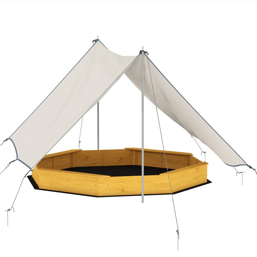 AIYAPLAY Sandkasten mit Dach 214,5 x 214,5 cm Sandkiste aus Holz mit 4 Sitzbänken Bodenplane Sandbox für 8 Kinder von 3-8 Jahren, für Outdoor Garten Hinterhof Gelb   Aosom von AIYAPLAY