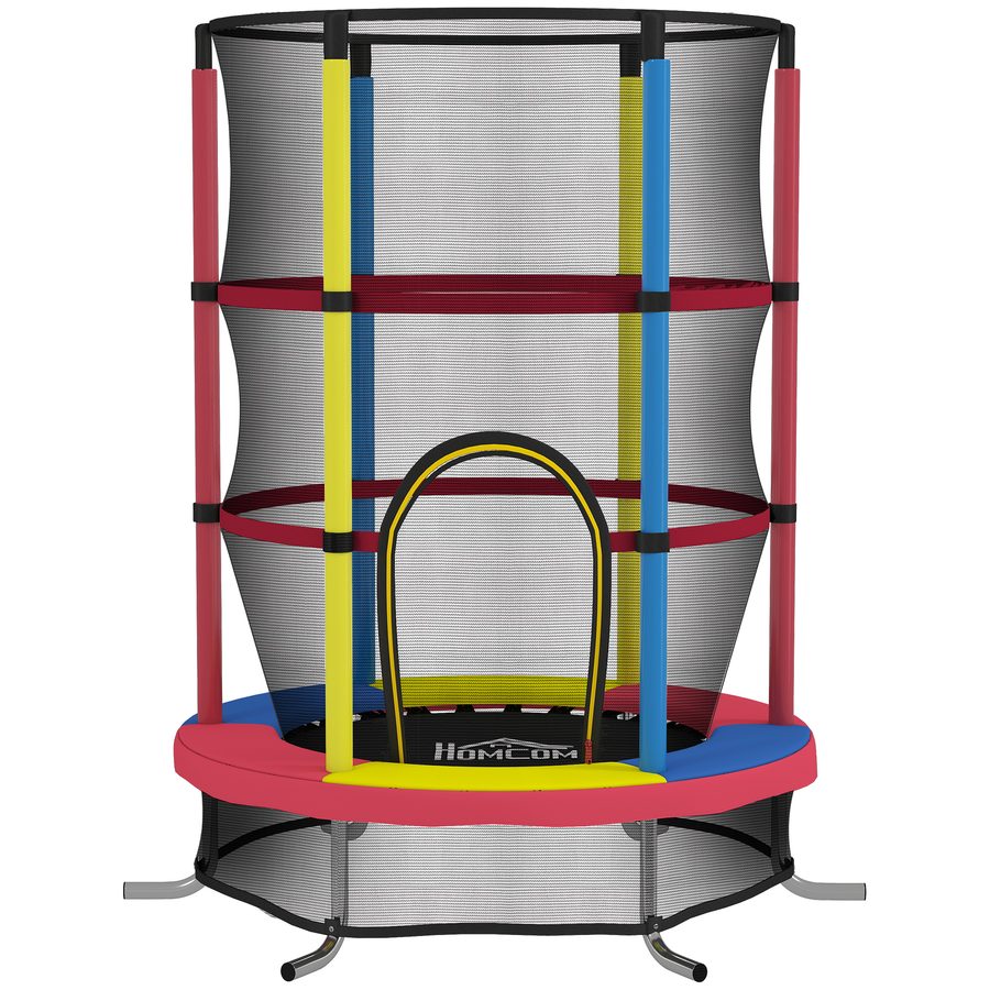 HOMCOM Kindertrampolin, Ø160 cm, Trampolin für Kinder 3–6 Jahre mit Sicherheitsnetz, L-förmige Beine, Belastung 45 kg, für Innen und Außen, Mehrfarbig   Aosom von HOMCOM