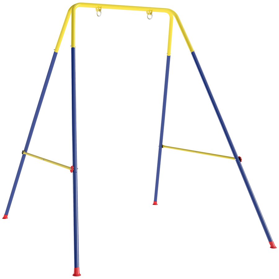 AIYAPLAY Schaukelgestell bis 50 kg faltbar Kinderschaukel mit A-Rahmen, 2 Haken, 4 Bodenankern, Outdoor Schaukelgerüst mit Stahlgestell, Gartenschaukel für 9 Monate bis 8 Jahre Kinder 128x155x157 cm   Aosom von AIYAPLAY