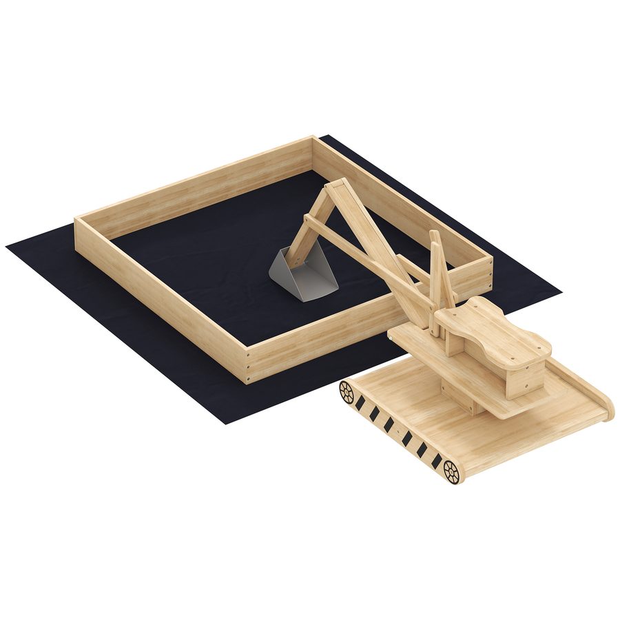 AIYAPLAY Sandkasten aus Holz mit Bagger, Kindersandkasten mit 360°-drehbarem Sitz und Vliesstoffauskleidung, Sandkiste für Kinder 3-6 Jahre, für Garten, 184x90x56 cm, Natur   Aosom von AIYAPLAY