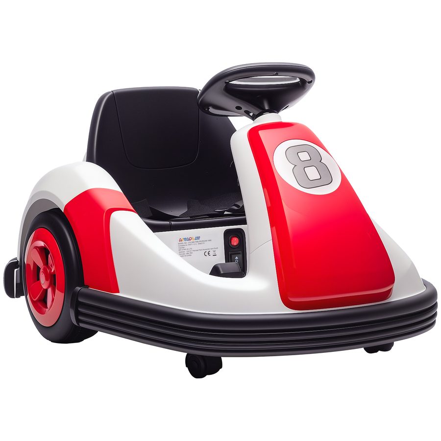 AIYAPLAY Kinder-Autoscooter 6V, 360°-Drehung, elektrischer Autoscooter mit Doppelmotor, Musik und Hupe, 1,5-5 km/h, Tragkraft 30 kg, für 3-8 Jahre, Rot   Aosom von AIYAPLAY