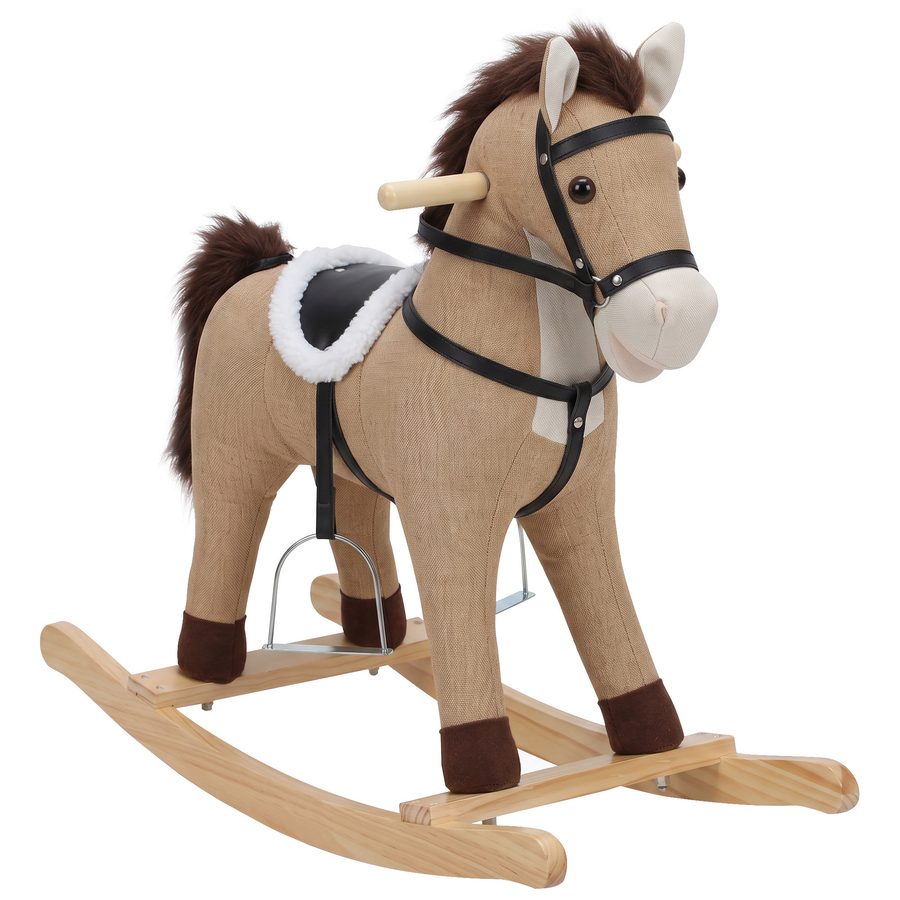 AIYAPLAY Schaukelpferd für Kinder, Reitpferd mit Holzgestell, Sound und Sicherheitsgriffen, für Kleinkinder von 12–36 Monaten, Dunkelbraun   Aosom von AIYAPLAY