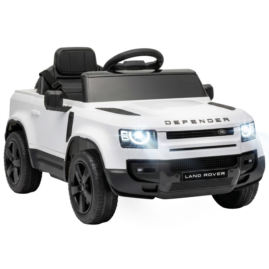 AIYAPLAY Elektrisches Kinder-SUV Land Rover Defender Batterieauto 12 V 2,4G-Fernbedienung Federung Sanfter Start 2,7-4,5 km/h Ersatzrad LED-Lichter Musik Hupe 3-5 Jahre Weiß   Aosom von AIYAPLAY