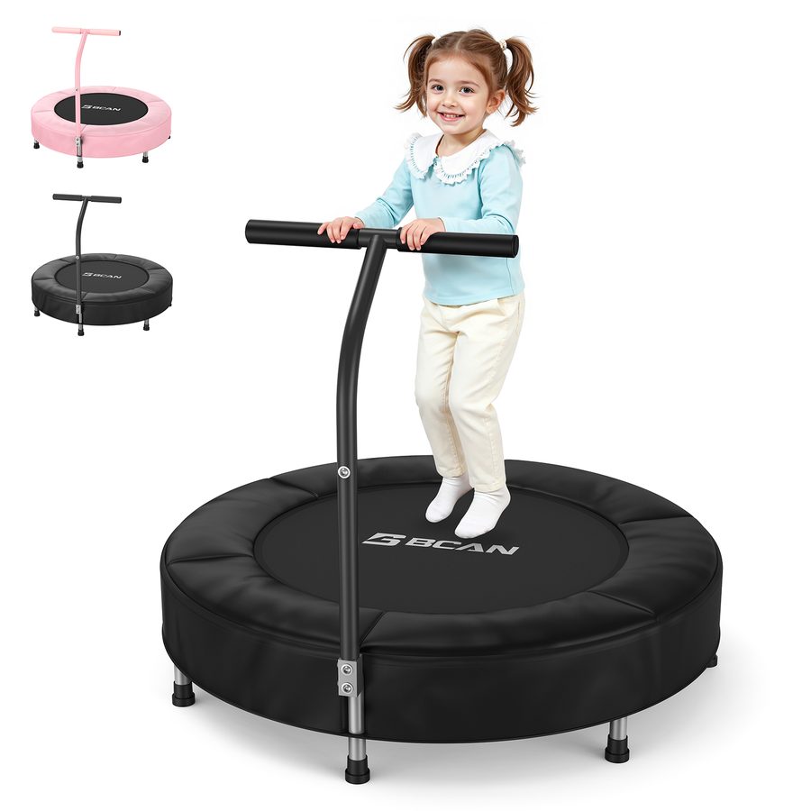 BCAN 91 cm Kinder-Trampolin, ASTM-zertifiziert – Kindertrampolin für Alter 1-6, Schaumstoffgriff & sichere verdickte Abdeckung, Mini-Trampolin für Kinder Indoor, einfach zu montieren