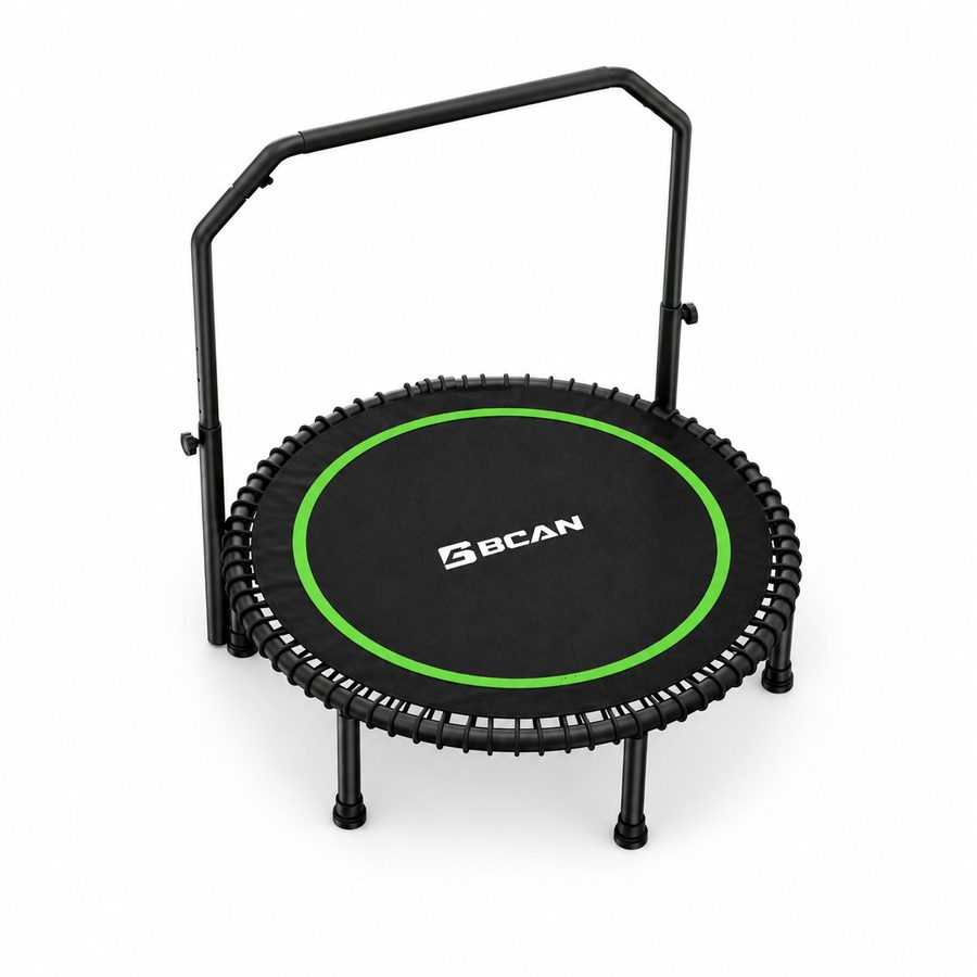 BCAN Rebounder-Trampolin für Erwachsene, 102 cm, 204 kg Belastbarkeit, mit Bungee-Seilen, verstellbarem Griff, stabil, leise, für drinnen und draußen, Ganzkörpertraining, Entspannung zu Hause