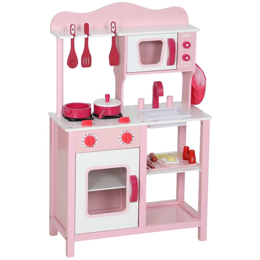 AIYAPLAY Kinderküche Spielküche mit Backofen, Herd, Spüle, Puppenküche mit Küchenzubehör, Soundfunktion Spielset für 3-6 Jahre Kinder, Rosa   Aosom von AIYAPLAY