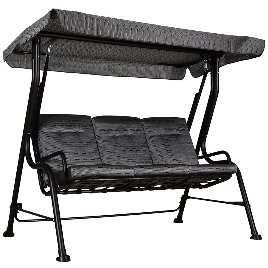 Outsunny 3-Sitzer Hollywoodschaukel, Gartenschaukel, Verstellbares Sonnendach, Abnehmbare Kissen, Grau, 200x120x170cm, für Garten, Terrasse   Aosom.de von Outsunny