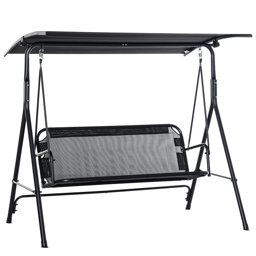 Outsunny Hollywoodschaukel 2-Sitzer, verstellbares Sonnendach, UV-beständig, bis 200 kg belastbar, 172x110x155 cm Schwarz   Aosom.de von Outsunny