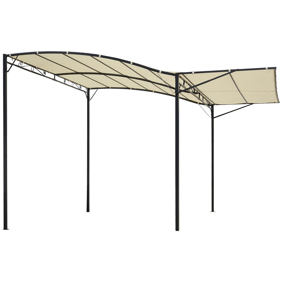 Outsunny Pavillon Gartenpavillon Markise Sonnenmarkise mit klappbarem Seitendach UV-Schutz Stahl + Polyester Cremeweiß + Schwarz 3 x 2,5 m   Aosom von Outsunny