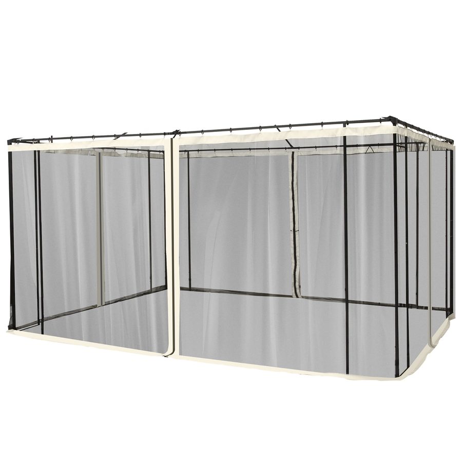 Outsunny Mückennetze für Pavillon Festzelt Gartenpavillon 3,35 x 2,07 m - Set aus 4 Mückennetzen mit Reißverschluss + Haken zur Befestigung - Polyester Nylon   Aosom von Outsunny