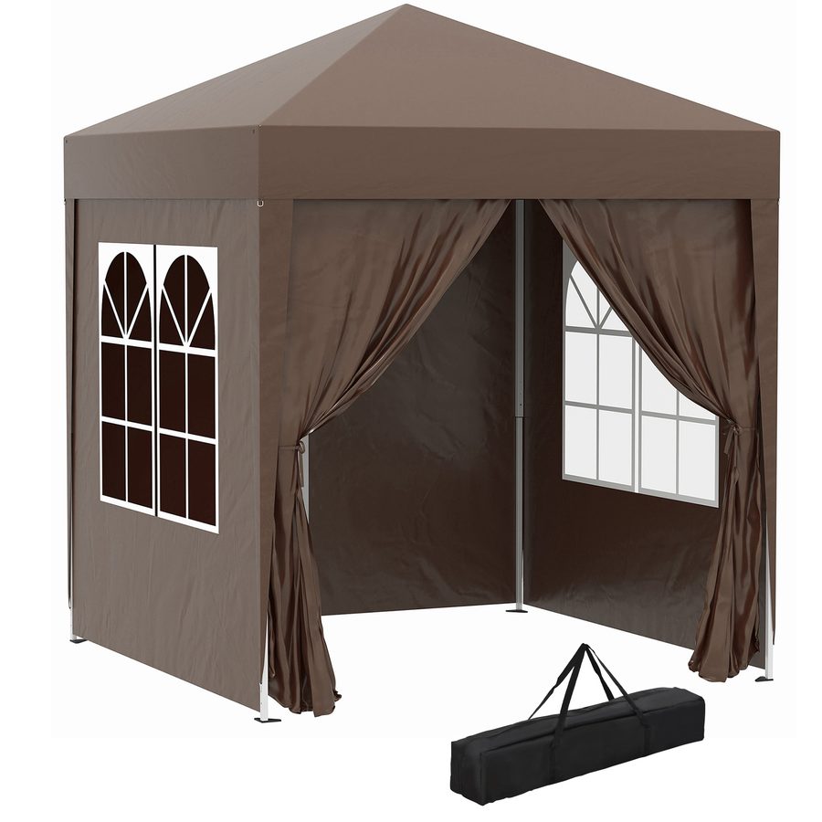 Outsunny Faltpavillon 2x2m mit 4 Seitenwänden und Fenstern, UV-Schutz, Gartenzelt inkl. Tragetasche, stabiler Stahl Oxford, Weiß   Aosom.de von Outsunny
