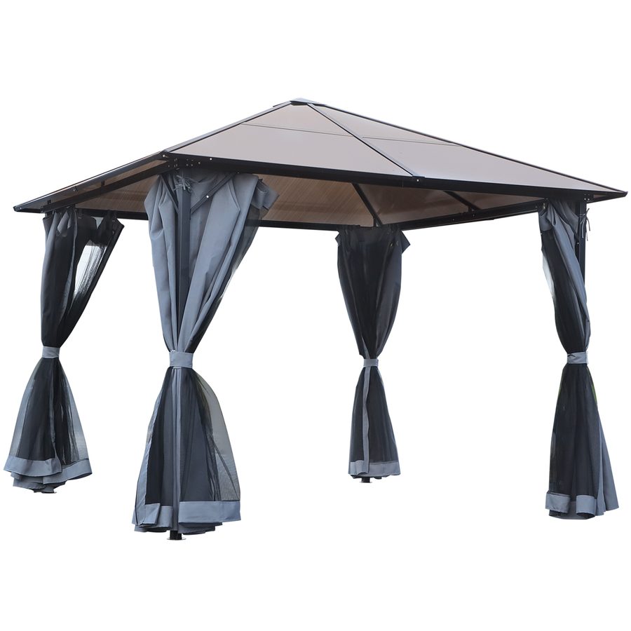 Outsunny Pavillon 3 x 3m Gartenpavillon Partyzelt mit Seitenteilen PC Dach Alu Dunkelgrau   Aosom von Outsunny