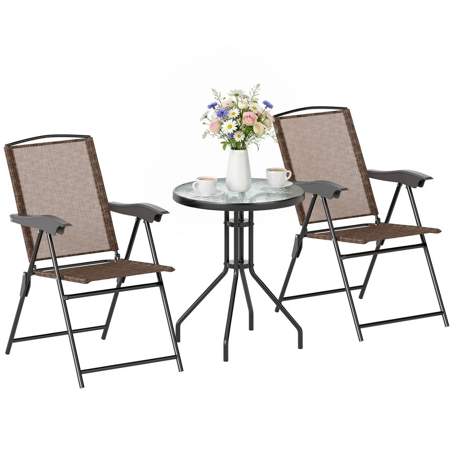 Outsunny Bistroset Sitzgarnitur 3-tlg. Textilene Braun   Aosom von Outsunny
