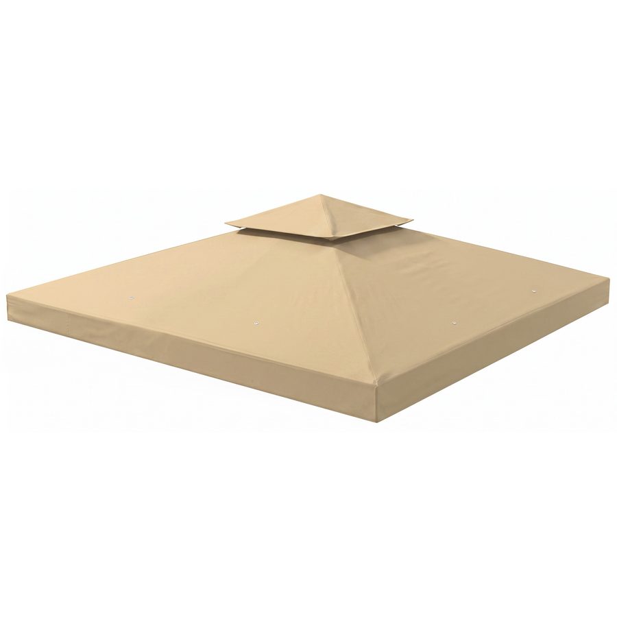 Outsunny Ersatzdach für Pavillon 3 x 3 m wasserdicht Pavillondach mit Doppeldach Ablauflöcher, Ersatzbezug Ersatzteile für Gartenpavillon Gartenzelt Beige   Aosom von Outsunny