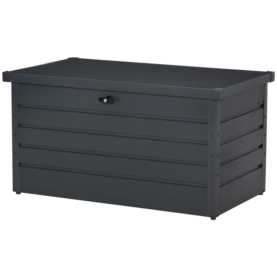 Outsunny Gartenbank Truhe mit Schlüssel, Moderne Stahltruhe, Grau, 120x62x62cm   Aosom von Outsunny
