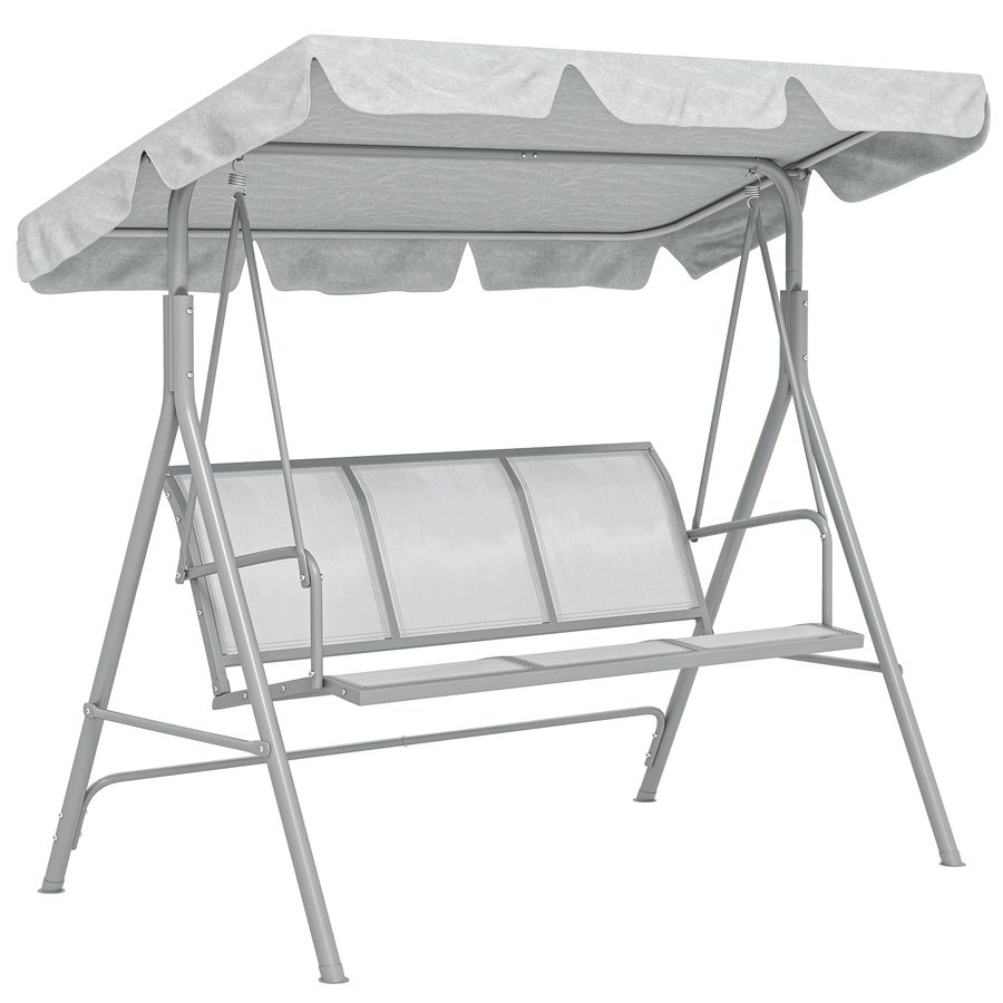 Outsunny 3-Sitzer Hollywoodschaukel, mit verstellbarem Sonnendach, belastbar bis 240 kg, für Garten, 171x108x154cm, Grau   Aosom.de von Outsunny