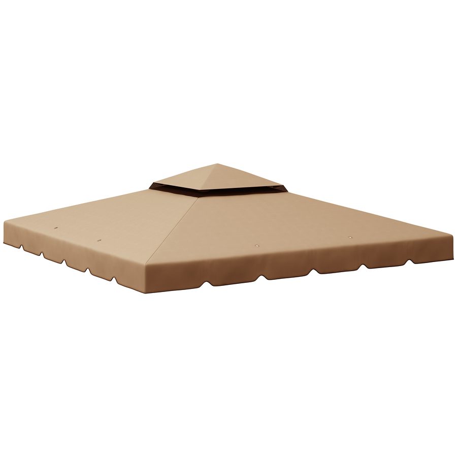 Outsunny Ersatzdach für Pavillon 3x3 m, 2-lagig, Garten, Pavillon-Plane 3x3 wasserabweisendes Polyester 170 g/m² mit 8 Ablauflöchern, Nur Abdeckung, Kaki   Aosom von Outsunny