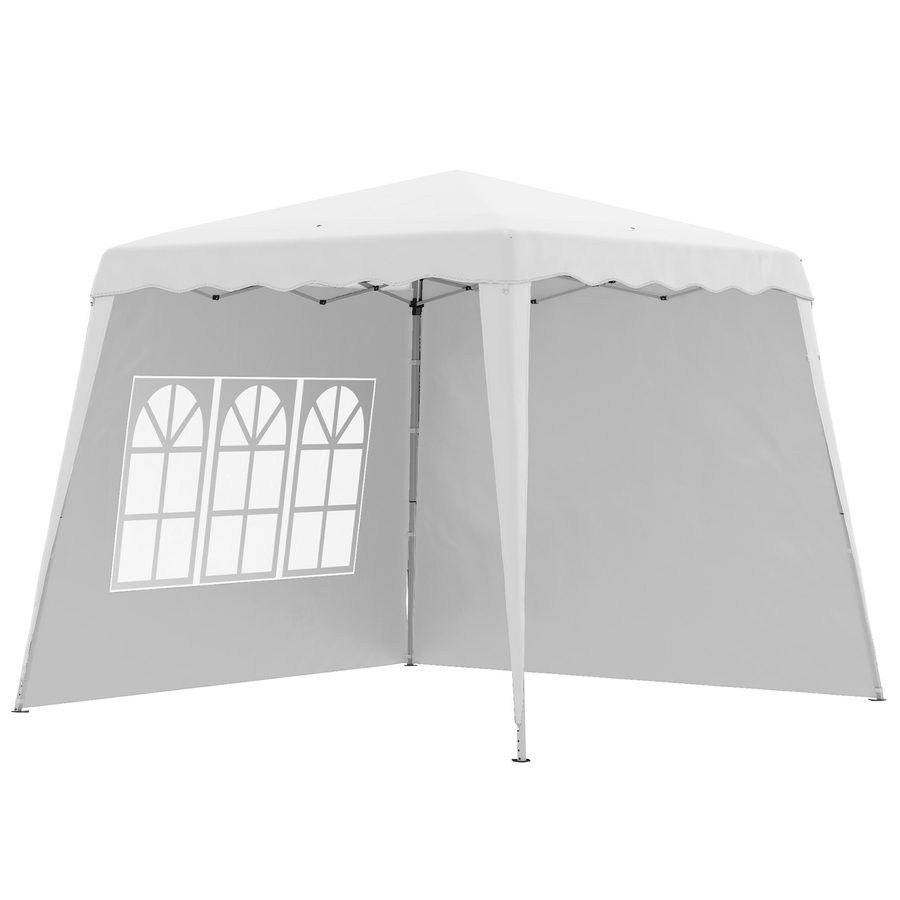 Outsunny Faltpavillon 2,4 x 2,4m Pavillon mit Seitenwand höhenverstellbar Partyzelt mit UV-Schutz, Faltzelt mit Tragetasche für Garten, Balkon, Oxford, Stahl, Weiß   Aosom von Outsunny