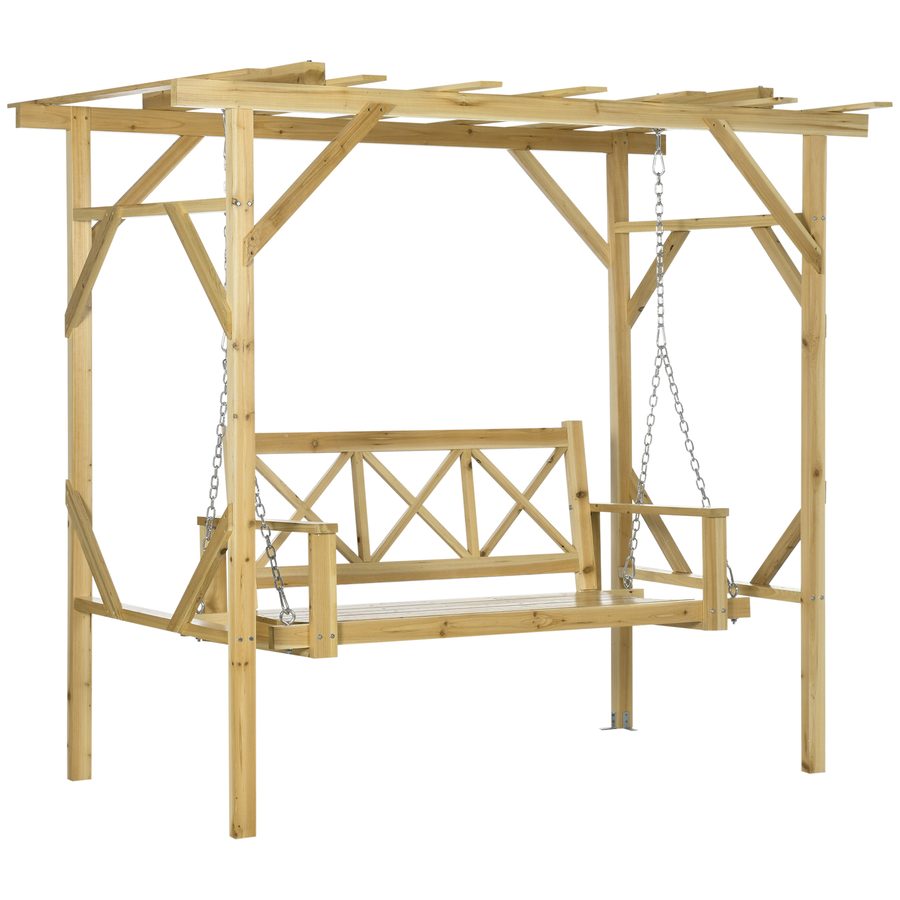 Outsunny 2-Sitzer Hollywoodschaukel Gartenschaukel wetterbeständige Schaukebank aus massivem Holz 221 x 140 x 196 cm für Garten & Terrasse   Aosom.de von Outsunny