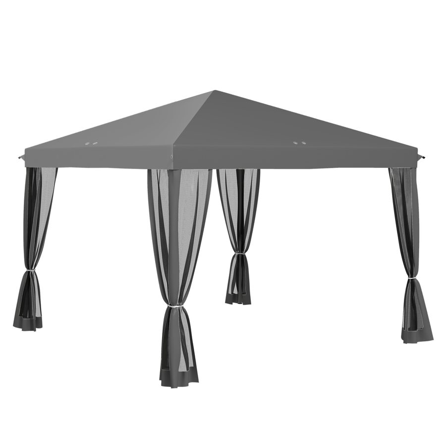 Outsunny Faltpavillon Pavillon Faltzelt 3x3m mit Seitenwänden inkl. Tragetasche Metall und Oxford hellgrau und schwarz für Garten und Veranstaltungen   Aosom.de von Outsunny