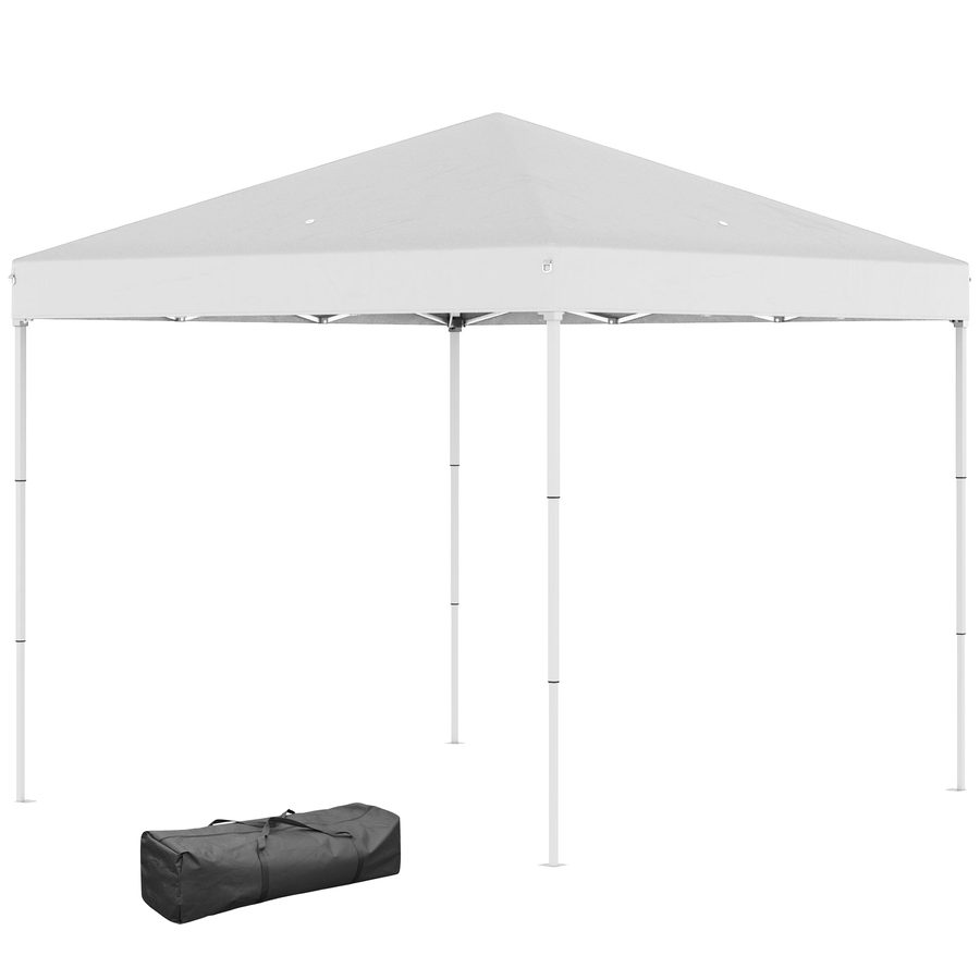 Outsunny Gazebo Pieghevole 2,5 x 2,5 m Wasserdicht mit Seilen und Heringen, aus Stahl und Oxford-Gewebe, Weiß   Aosom von Outsunny