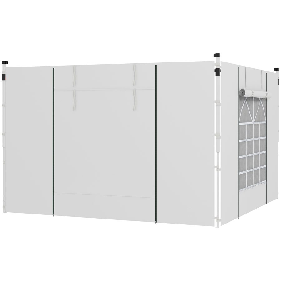 Outsunny Pavillon Seitenteile 2er Set  Seitenwände mit Fenster & Tür für 3x3/3x6 m Partyzelt, Oxford, Weiß  Aosom von Outsunny