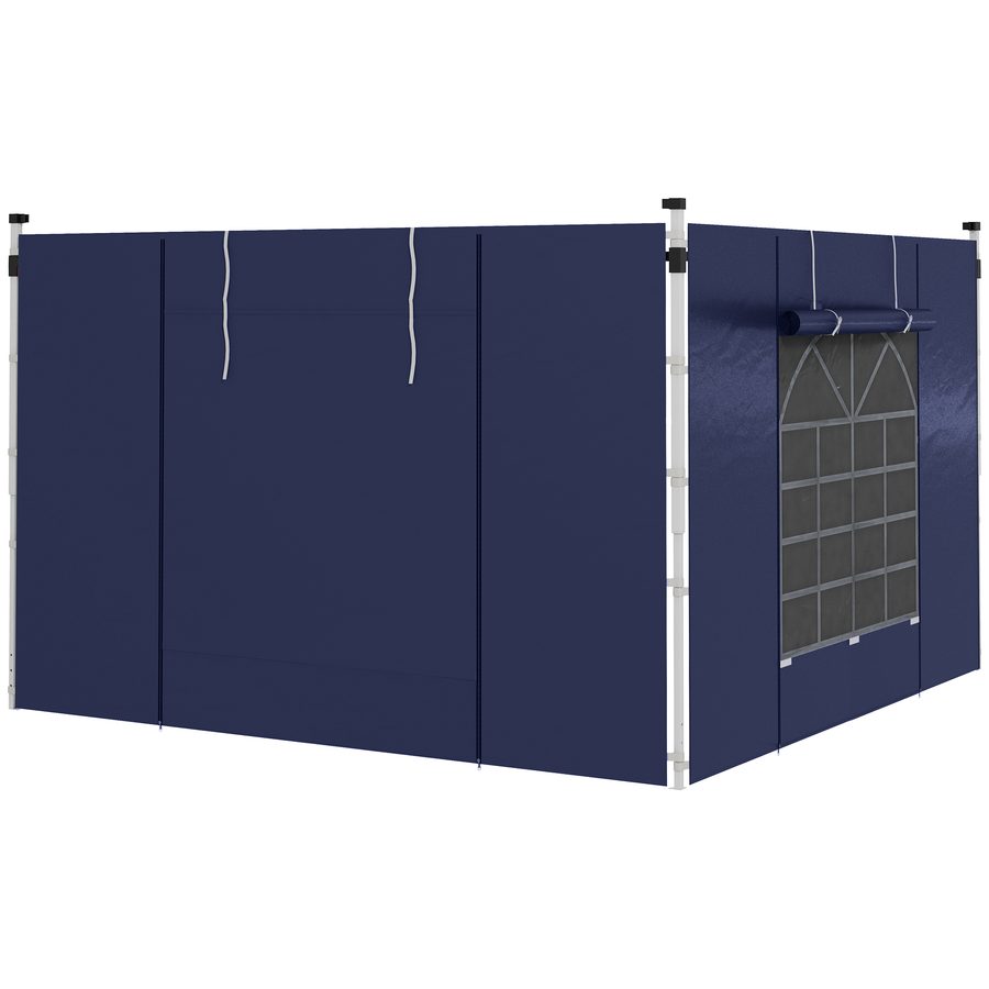 Outsunny 2 Seitenteile Seitenwände für 3x3m und 3x6m Pavillon, Ersatzwände mit Fenster und Tür, Oxford Material, Blau für Gartenpartys   Aosom.de von Outsunny