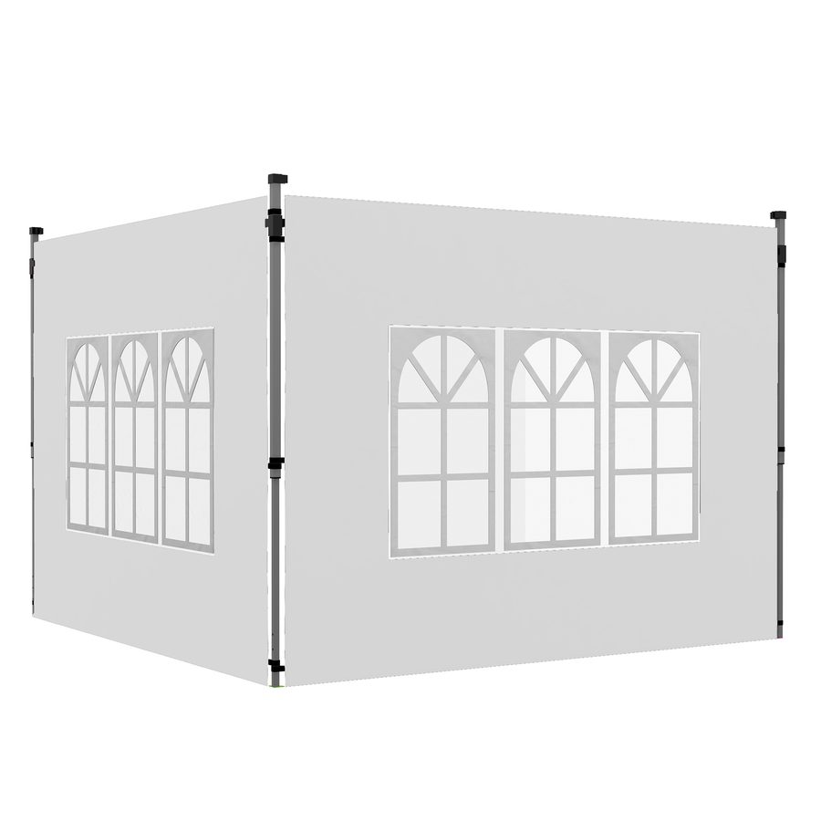 Outsunny 2er-Set Seitenteile für Pavillon 3x3/3x4 m, Seitenwand mit Fenster, wasserdicht Seitenwände aus Oxfordstoff, als Windschutz und Sichtschutz für Partyzelt, Weiß   Aosom von Outsunny