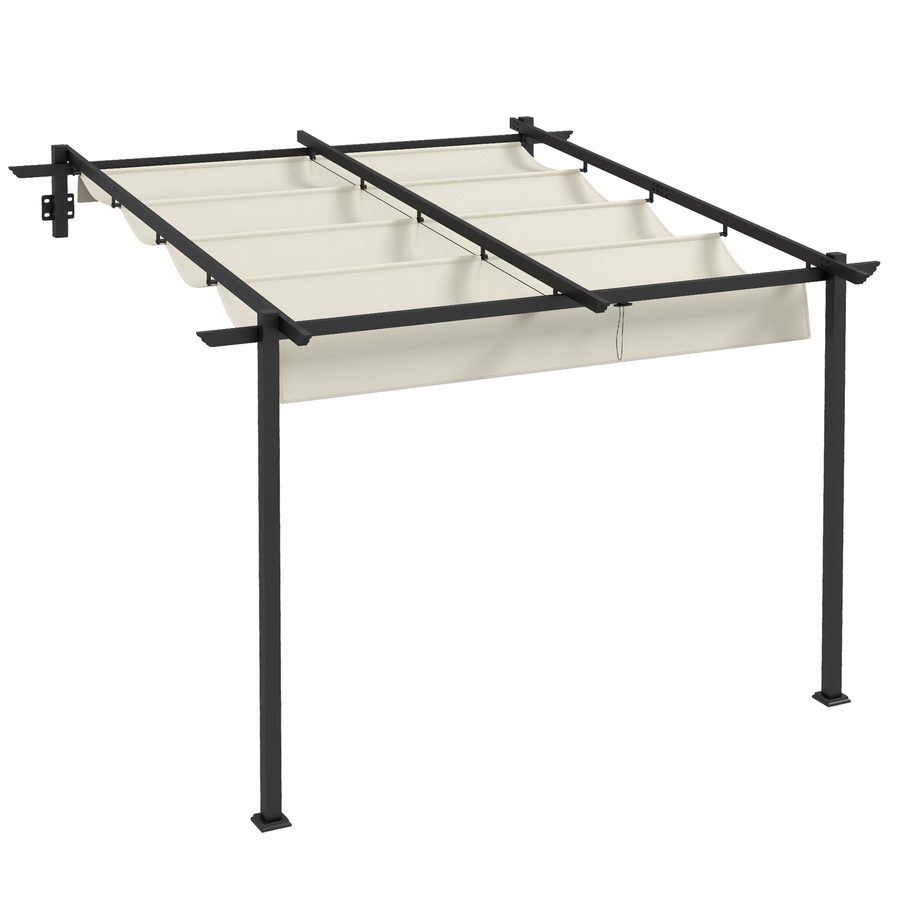 Outsunny Pavillon 3 x 3 m Pergola winddicht, Terrassenüberdachung mit verstellbarem Dach, ideal für Garten & Terrasse, cremefarben   Aosom.de von Outsunny