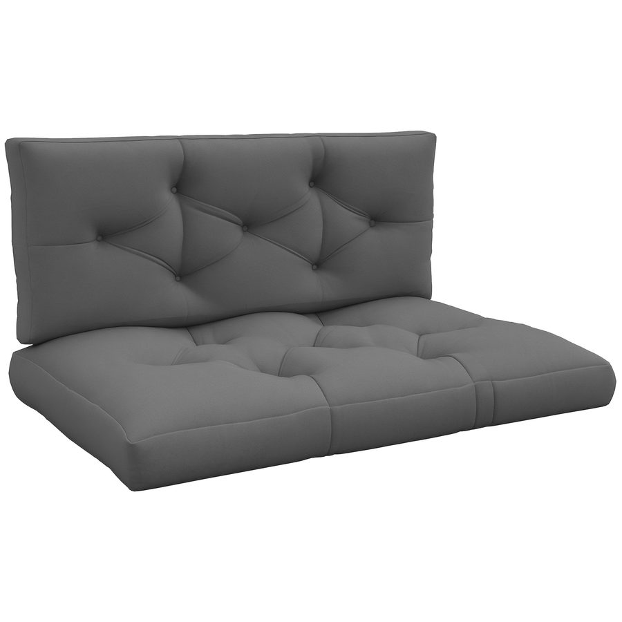 Outsunny 2 Sitzer Palettenkissen 120cm x 80cm x 12cm Bankauflage mit UV-Schutz Sitzkissen Polsterauflage wasserabweisend Gartenbankauflage für Palettensofa, Balkon Dunkelgrau   Aosom von Outsunny