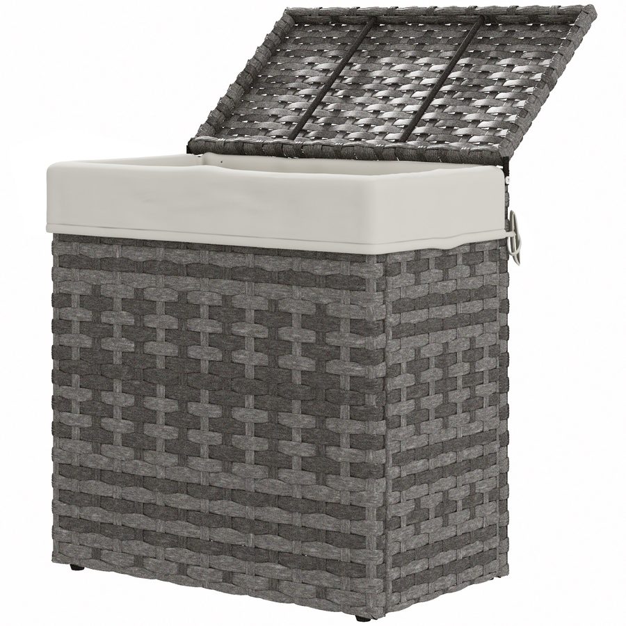 Outsunny Gartenbank aus PE-Rattan, Outdoor-Truhe mit rutschfesten Füßen und wasserfestem Innenfutter, 57x34x62cm, Grau und Beige   Aosom von Outsunny
