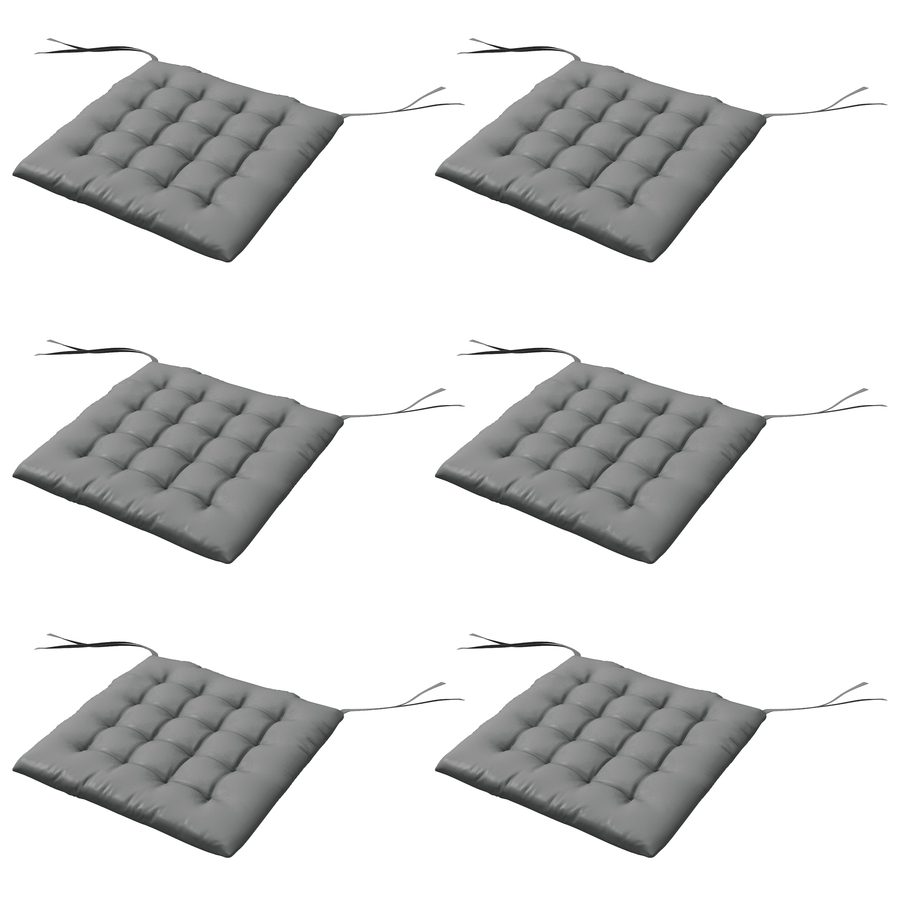 Outsunny Set mit 6 Gartenstuhlkissen, Gepolsterte Gartenkissen im Freien, hoher Komfort mit Halterungen, Maße 40L x 40B cm Grau   Aosom von Outsunny