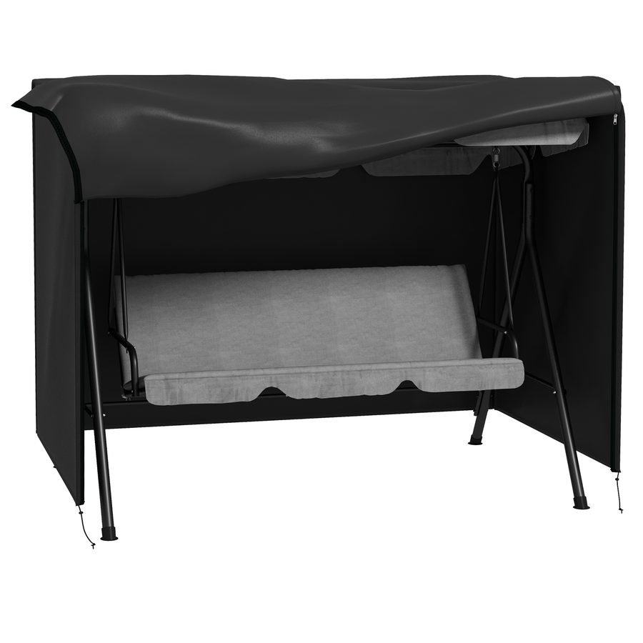 Outsunny Hollywoodschaukel Abdeckung 3 Sitzer, Wasserabweisend Winterfest Schutzhülle für Gartenschaukel, UV-Beständig Abdeckplane, Abdeckhaube, Reißfest 600D Oxford Gewebe, 205x124x164cm Schwarz   Aosom von Outsunny