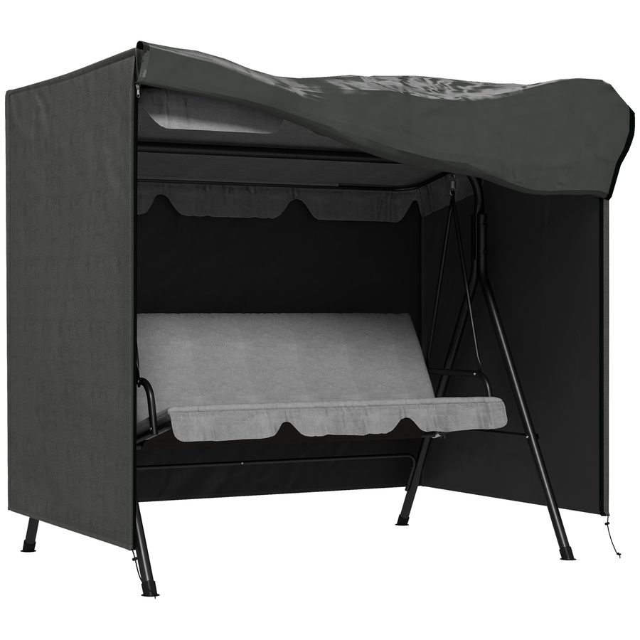Outsunny Hollywoodschaukel Abdeckung 3 Sitzer, Wasserabweisend Winterfest Schutzhülle für Gartenschaukel, UV-Beständig Abdeckplane, Abdeckhaube, Reißfest 420D Oxford Gewebe, 177x114x152cm Dunkelgrau   Aosom von Outsunny