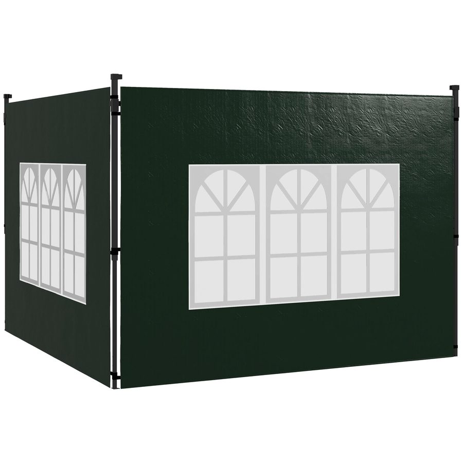 Outsunny 2er Set Seitenwände für Pavillon 3x3 3x6 Wasserdicht Seitenteile mit Fenster Winterfest Seitenwände für Pavillon Partyzelt Gartenzelt, Dunkelgrün   Aosom von Outsunny