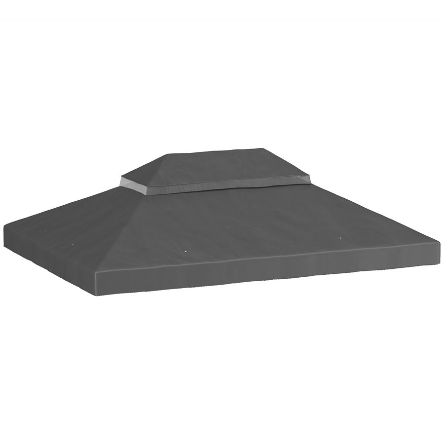 Outsuuny Ersatzdach für Pavillon 3 x 4m, wasserdicht Pavillondach, Doppeldach Ersatzbezug für Gartenpavillon, Ersatzteile aus Oxford-Stoff, 370 g/m², Dunkelgrau   Aosom von Outsunny
