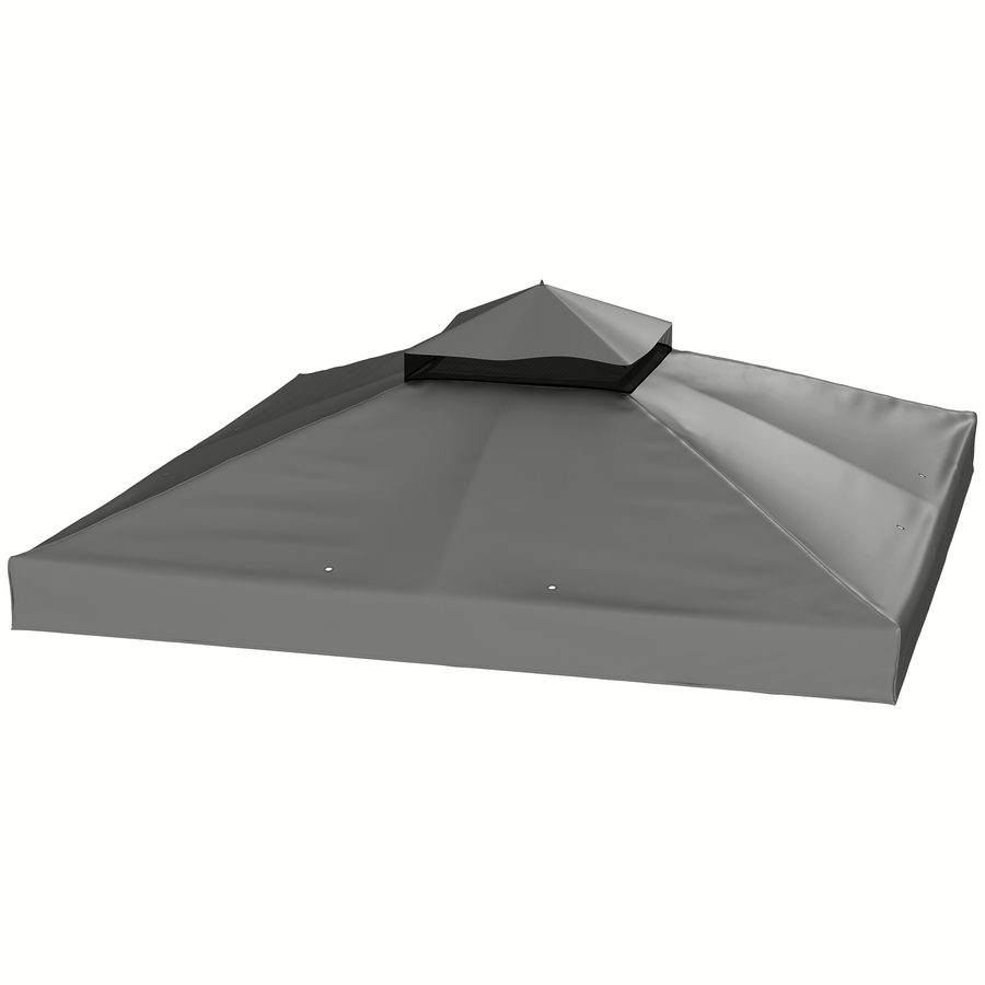 Outsuuny Ersatzdach für Pavillon 3 x 3 m, wasserdicht Pavillondach, Doppeldach Ersatzbezug für Gartenpavillon, Ersatzteile aus Oxford-Stoff, 370 g/m², Dunkelgrau   Aosom von Outsunny